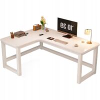 Großer moderner weißer Loft-Eck-Gaming-Computertisch 120 cm