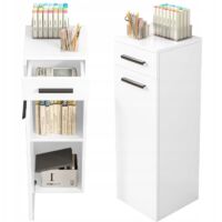 Büroschrank mit Schublade, Regalböden, Säule, Standschrank, weiß, Loft, 85 cm