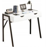 Moderner Schreibtisch mit Schubladen, Loft, weiß, auf schwarzen Beinen, Premium, 80 cm