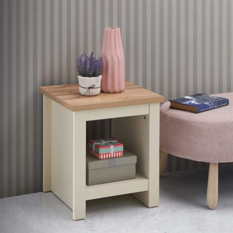 Side Lamp Table Cream With Durable Oak Top (1/5)