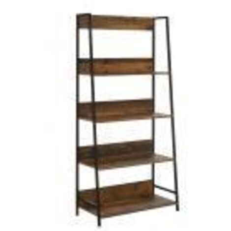 Wide Rustic Display Bookcase With 4 Shelves Industrial Style Storage Oak Metal (1/5)