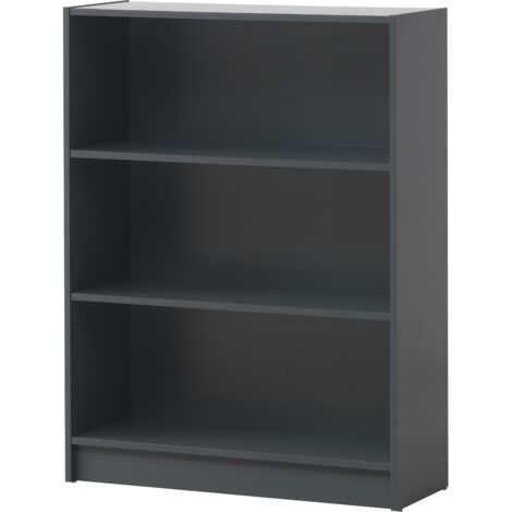 Dark Grey Wide Bookcase With Adjustable Shelves (1/5)