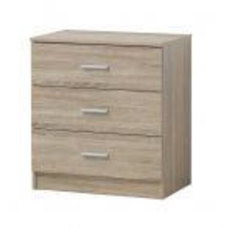 3 Drawer Chest Bedroom Storage Unit With Chrome Handles - Cream & Brown