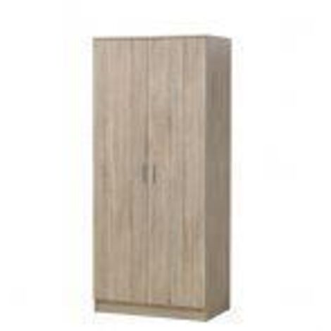 2 Door Wardrobe With Hanging Rail And Shelf Bedroom Storage - Cream & Brown (1/5)