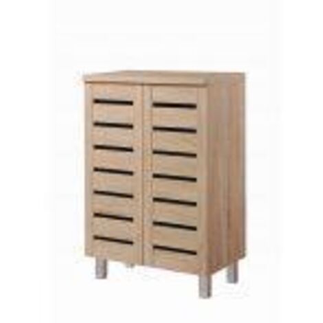 2 Door Shoe Cabinet Compact Storage Wooden Shoe Organizer 5 Finishes - Oak