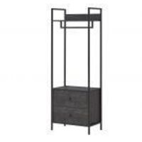 Open Wardrobe With 2 Drawers & Shelves with Metal Outer Frame – Black