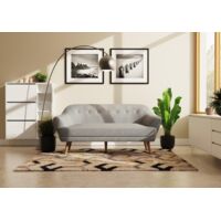 Light Grey 3 Seater Sofa Comfortable Classic Style Wooden Legs Light Grey