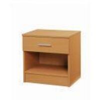 Traditional Bedside Table Nightstand With 1 Drawer And Open Storage - Beech