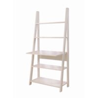 White Tall Ladder Desk With 5 Tier Shelves Space Saving Home Office Furniture