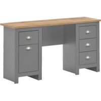 Grey 4 Drawer 1 Door Office Desk With Filing Drawer Oak Top