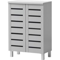 2 Door Shoe Cabinet Compact Storage Wooden Shoe Organizer 5 Finishes Oak - Light Grey