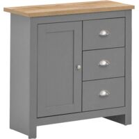 Small Modern Sideboard 1 Door 3 Drawers Grey Oak Top