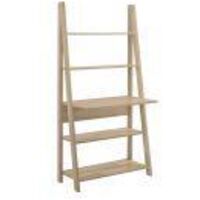 Oak Tall Ladder Desk With 5 Tier Shelves Space Saving Home Office Furniture