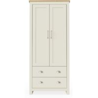 2 Door Wardrobe with 2 Drawers Bedroom Storage - Cream & Brown