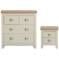 Cream Oak 2 – Piece Bedroom Set Chest of Drawers & Bedside Table Contemporary