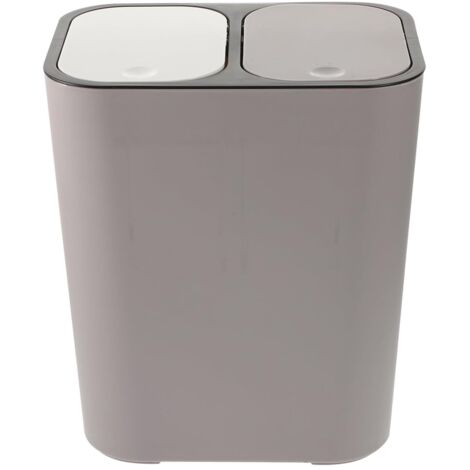 Poubelle à pédale double compartiment 30L – Couvercle à ouverture facile – Matériau durable pour recyclage – Pour espaces confinés