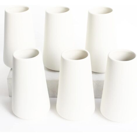 Lot de 6 vases blancs en céramique pour la décoration de la maison, vases modernes en céramique blanche de 15,2 cm pour centres de table, vases en herbe de pampa, vases de table, vases bohèmes
