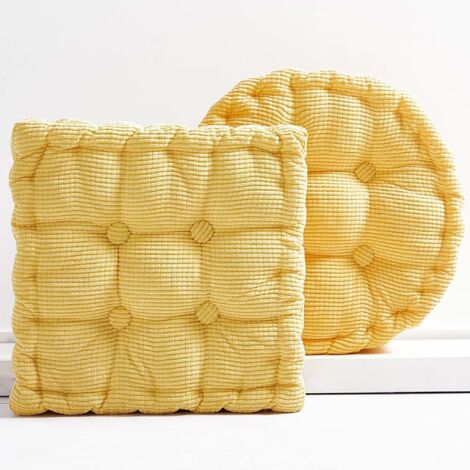 Oreiller de sol de méditation, coussins de sol carrés et ronds, coussin en chenille pour yoga, salon, balcon, tatami extérieur, 40,6 x 40,6 cm, jaune