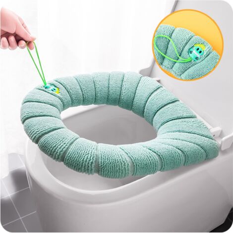 Tapis de toilette chaud épais 2 pièces, utilisable en toutes saisons, housse de siège de toilette lavable avec poignée, housse de siège de toilette