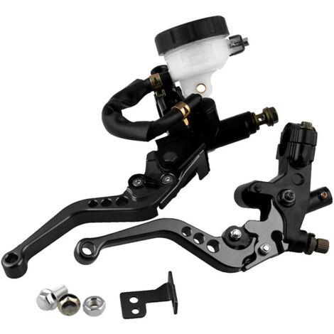7/8 "Leviers D'Embrayage De Frein De Moto Ensemble De Reservoir De Maitre-Cylindre Universel Reglable, Noir