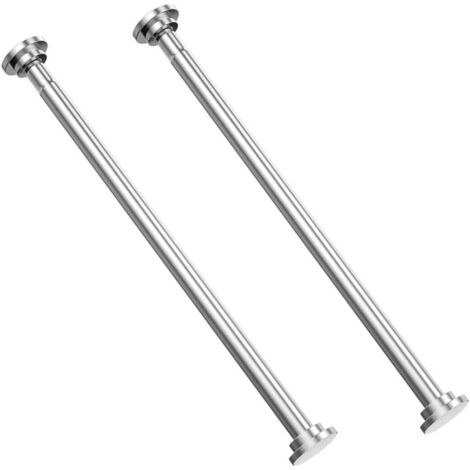 2 Tringle(65-100cm) Barre télescopique Tringle à Rideaux Extensible en Acier Inoxydable Barre de Douche sans Percage Autobloquante Fixation par Pression pour Salle de Bain Penderie Cuisine