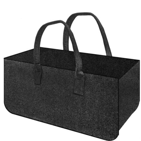 Camping Sac En Feutre Avec Poignée, Sac à Provisions En Feutre, Panier En Bois Pliant, Panier à Journaux, Rangement Pour Articles Divers De Grande Capacité, 502525 Cm Gris Foncé