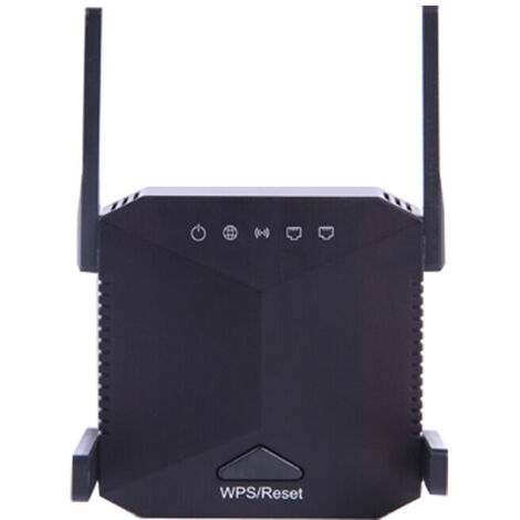 Amplificateur de signal réseau sans fil, zggzerg, répéteur WiFi, transmission 300 Mbps, réseau 2,4 GHz, connexion WPA et WPA2, 4 antennes externes, avec port LAN, Noir