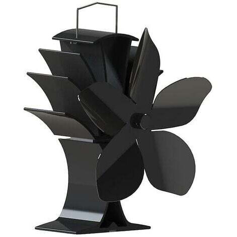 Accessoires pour cheminées et poêles Poêle à bois Ventilateur 5 Hélices 60-350°C Chaud Chaud Auto-alimenté Sans électricité Noir