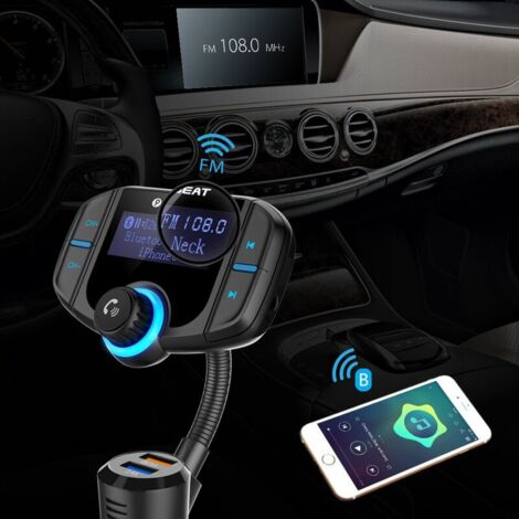 Transmetteur Bluetooth pour voiture – Écran 1,7 pouces – 2 ports USB QC3.0 – FM 87,5-108,0 MHz – Lecteur MP3 avec fonction AUX