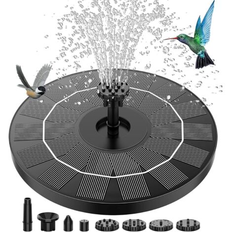 Fontaine solaire pour jardins extérieurs, pompe solaire pour bassin de 3,5 W avec 6 buses pour bain d'oiseaux, aquarium et bassin de jardin (1 pièce)