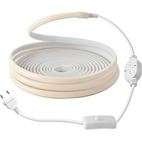 Bande lumineuse LED COB 6 mètres, 220 V, 288 LED/m, étanche, pour extérieur, blanc froid 6 000 K, 6 m, éclairage décoratif pour la maison, la cuisine, le jardin, la télévision, bandes LED avec interru