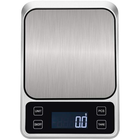 Balance de cuisine numérique 5 kg/0,1 g, multifonctionnelle, haute précision, pour viande, bijoux, laboratoire, poudre anglaise, avec écran LCD rétroéclairé (1/5)