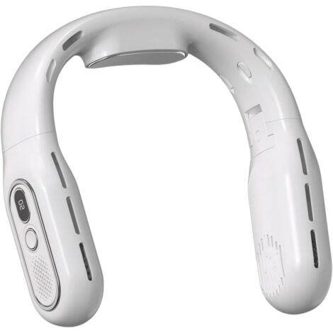Ventilador de Cuello Plegable, 3 Velocidades Ven-tilador Cuello, Portátil Ventilador Silencioso Sin Aspas, Mini Ventilador USB Recargable con Pantalla LED Para Deporte Oficina Hogar Viajar (Blanco) (1/5)