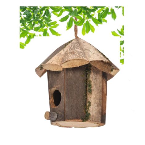 Nid pour oiseaux en bois, naturel maison d'oiseaux en bois, nids d'oiseaux pour jardin extérieur patio nid décoratif