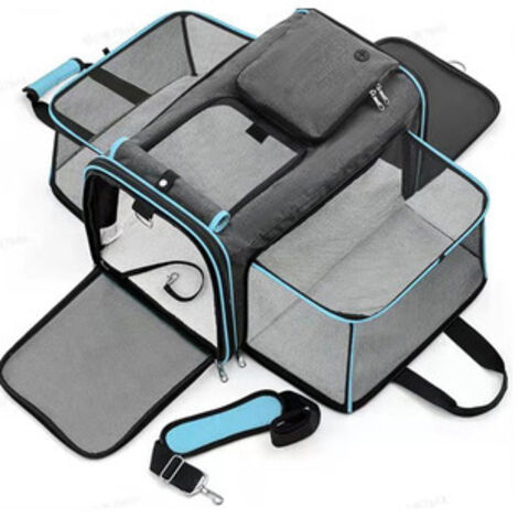 Sac de Transport pour Chat Chien Boîte de Transport Extensible Sac Transport Chat Respirant et Pliable Sac de Transport avec Matelas en Peluche Amovible pour Voyage en Train/Voiture/Restaurant/Avion
