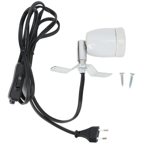 Support de Lampe Chauffante pour Reptile, Douille Ampoule à Pince en Céramique Base Chauffage Tortue Pivotante à 360 °avec Interrupteur Clip Amphibiens Lézard Serpent Cameleon Aquarium Prise UE (1/5)