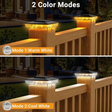 Lampes Solaires Pour Poteaux Et Clôtures - 2 Modes D'éclairage LED - Extérieur
