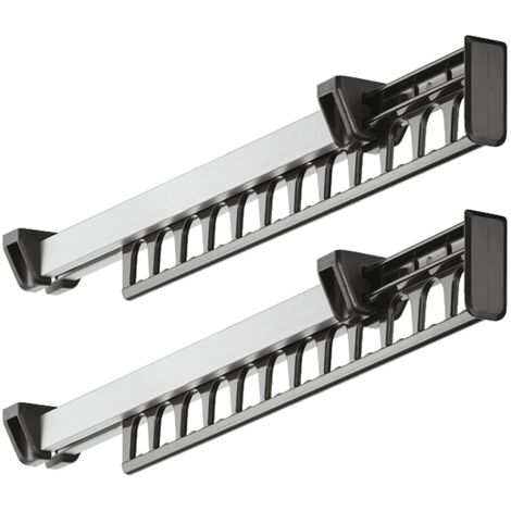 Porte-vêtements Armoire Garde-Robe Extractible Coulissant pour Cintre Support Portemanteau for pour 12 Cintres Longueur 312 mm Lot de 2 (1/4)