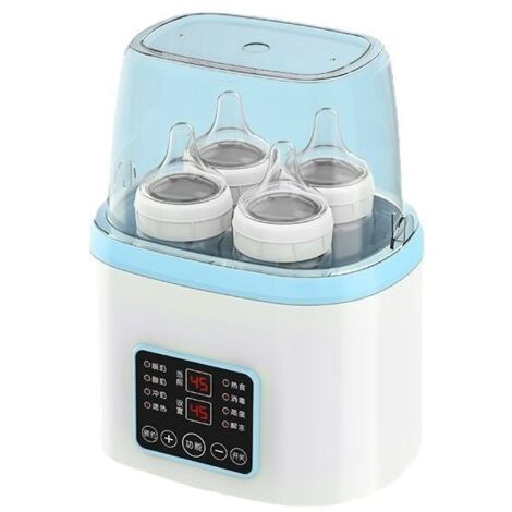 Chauffe-biberon 8-en-1 Chauffe-lait pour Bébé, Stérilisateur de Biberons Température Réglable avec LCD Ecran, Pour 4 biberons ou pots, Arrêt Automatique, avec Télécommande (Bleu)