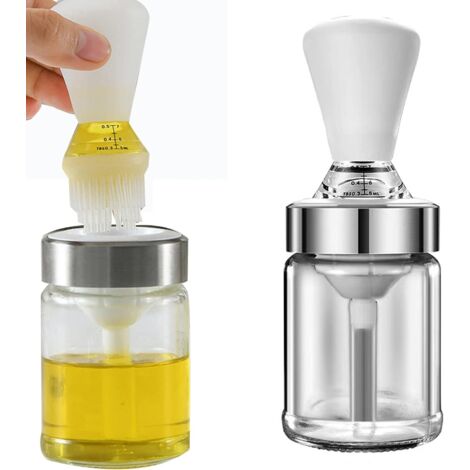 Distributeur de bouteille d'huile d'olive 2 en 1, Bouteille d'huile en verre Avec Pinceau à Badigeonner, pour Griller, Griller du Poisson, Cuisine Cuisson Barbecue Badigeonner Pâtisserie (1/5)