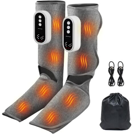Masseur de Jambes 2 Packs Bottes Pressothérapie Jambes avec 3 Modes Massage Jambes Circulation avec Minuterie de 15 Minutes Soulagement Jambes Lourdes Douleurs Musculaires