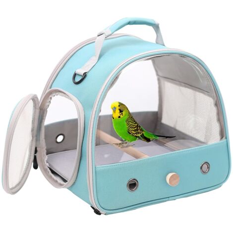 Portable pour Petits Oiseaux, Cage avec Coussin Doux et perchoir en Bois pour perroquets, perruches, cacatoes (Vert) (1/5)