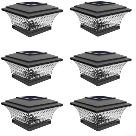 Lot de 6 lampes solaires étanches avec deux options d'éclairage pour jardin, terrasse, patio et cour (noir)