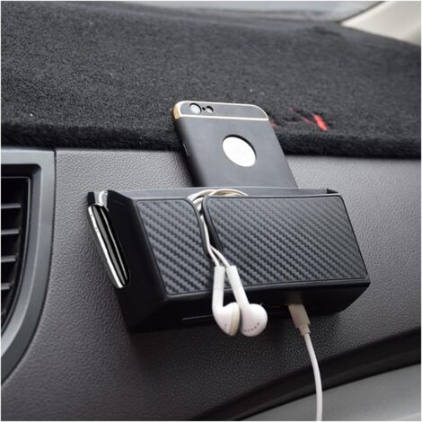 Auto-Adhésif Boîte de Rangement Voiture, Motif en Fibre Carbone Organiseur, Téléphone Lunettes De Soleil Organisateur, Accessoires automobiles, pour Stockage Clés, Monnaie, Stylos(Grande) (1/5)