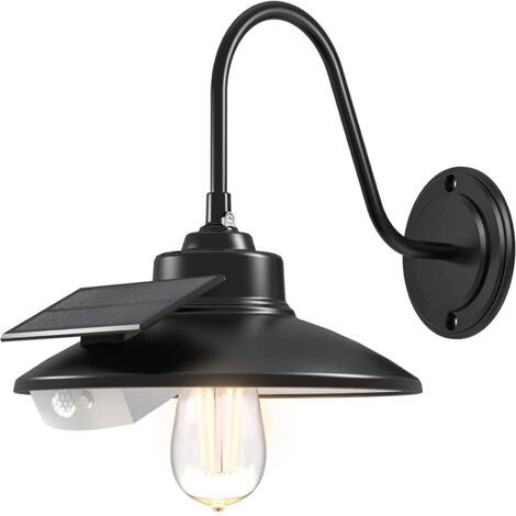 Lanternes murales à énergie solaire, 3 modes d'éclairage - 180 lm 3000 K - Étanche IP65 - Pour porte avant, patio, porche, garage (ampoule adhésive) [Classe énergétique A++]
