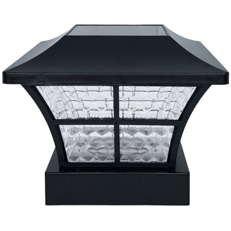 Lampe Solaire Blanc Chaud pour Poteau Bois 10x10-Lampe Solaire Chapeau Poteau Bois, IP65 Étanche Lampes Solaires (2 pièces) (1/5)