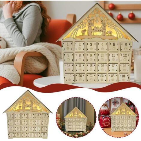 Advent Calendar with 24 Storage Drawers Countdown to Christmas,Light Up ...