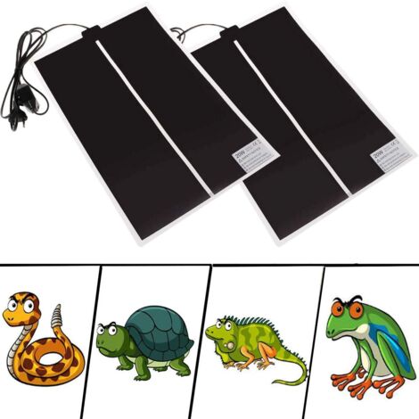 2PCS Mat Tapis Température Adjustable Chauffage Chauffant avec Réglage de la Température Tapis Chauffant pour Reptiles Serpents,Tortue,GeckosLéopard,Lézards,Araignées,Amphibien (20W)