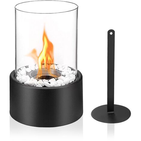Cheminée de Table à l'éthanol avec Pierres décoratives et Aide à l'extinction Poêle de cheminée pour Le Chauffage pour la décoration de Balcon décoration de Jardin - Type A