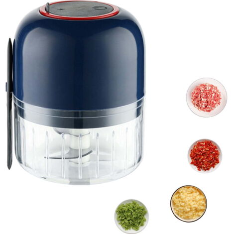 Hachoir électrique Mini USB Rechargeable VZ CONTENT 300W - 250ml, Lames Inox, Parfait Pour Viande, Légumes, Ail, Sauces